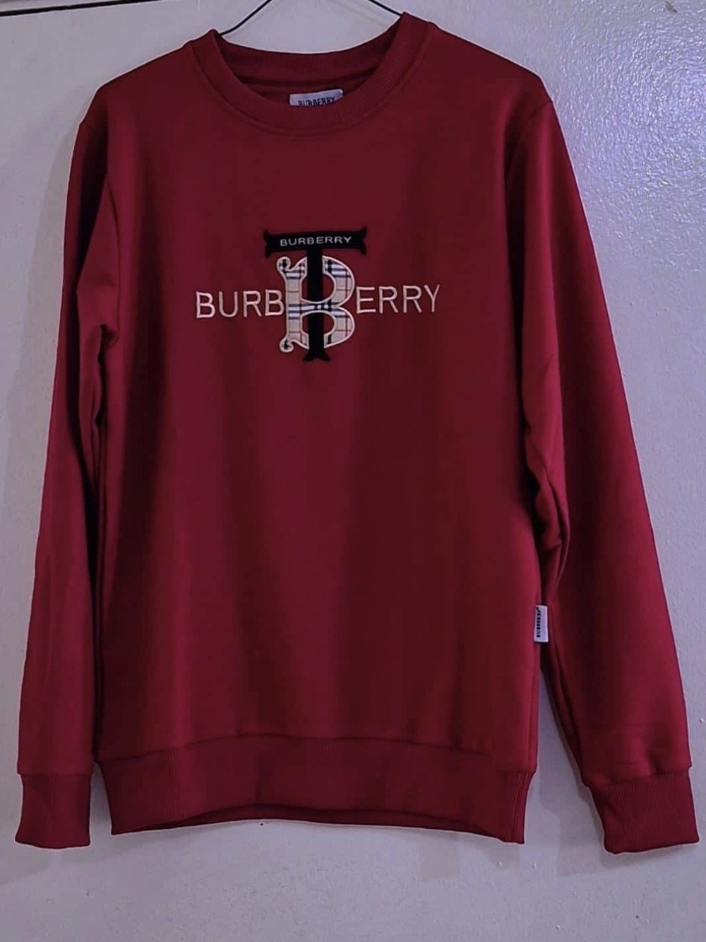 Burberry Men’s Burgundy Crewneck Sweatshirt with Logo